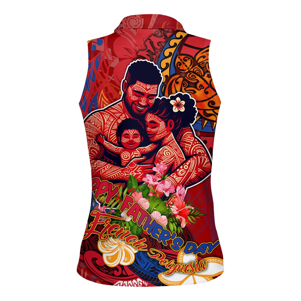 Happy Father's Day French Polynesia Women Sleeveless Polo Shirt Family Turtle Hibiscus DT02 - Polynesian Pride