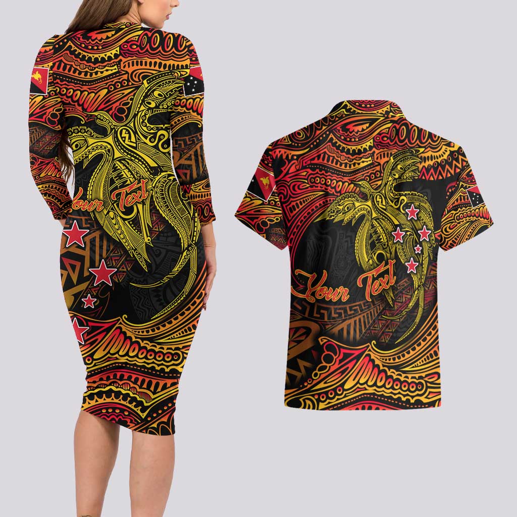Papua New Guinea 50th Independence Day Couples Matching Long Sleeve Bodycon Dress and Hawaiian Shirt Culture Spirit and Sovereignty