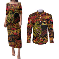 Papua New Guinea 50th Independence Day Couples Matching Puletasi and Long Sleeve Button Shirt Culture Spirit and Sovereignty