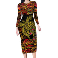 Papua New Guinea 50th Independence Day Family Matching Long Sleeve Bodycon Dress and Hawaiian Shirt Culture Spirit and Sovereignty DT02 Mom's Dress Art - Polynesian Pride