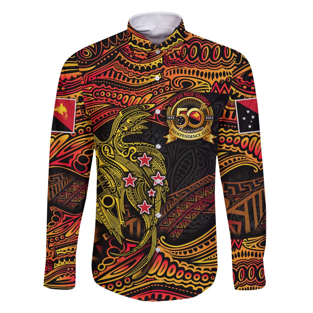 Papua New Guinea 50th Independence Day Family Matching Mermaid Dress and Hawaiian Shirt Culture Spirit and Sovereignty DT02 Dad's Shirt - Long Sleeve Art - Polynesian Pride