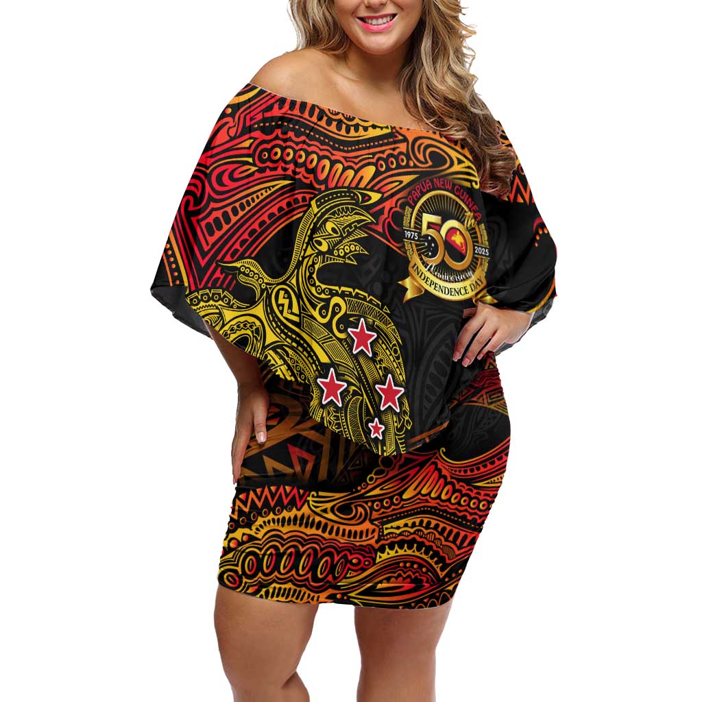Papua New Guinea 50th Independence Day Family Matching Off Shoulder Short Dress and Hawaiian Shirt Culture Spirit and Sovereignty
