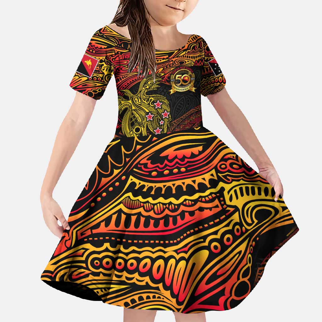 Papua New Guinea 50th Independence Day Family Matching Short Sleeve Bodycon Dress and Hawaiian Shirt Culture Spirit and Sovereignty DT02 Daughter's Dress Art - Polynesian Pride