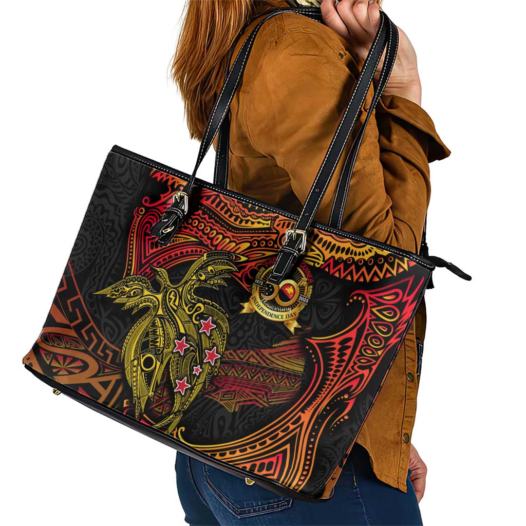 Papua New Guinea 50th Independence Day Leather Tote Bag Culture Spirit and Sovereignty DT02 - Polynesian Pride