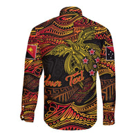 Papua New Guinea 50th Independence Day Long Sleeve Button Shirt Culture Spirit and Sovereignty