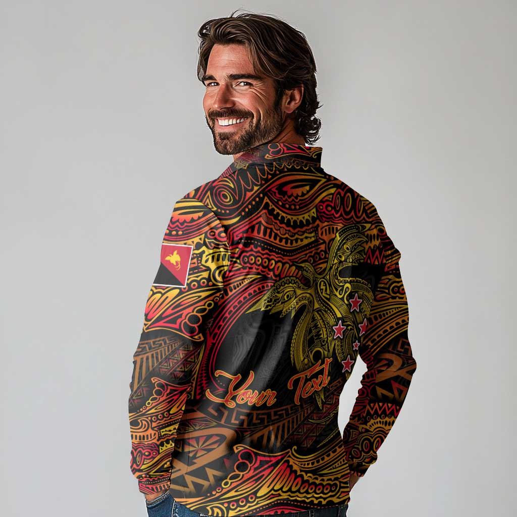 Papua New Guinea 50th Independence Day Long Sleeve Polo Shirt Culture Spirit and Sovereignty