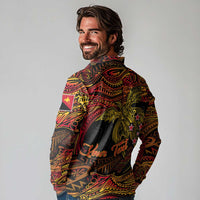 Papua New Guinea 50th Independence Day Long Sleeve Polo Shirt Culture Spirit and Sovereignty