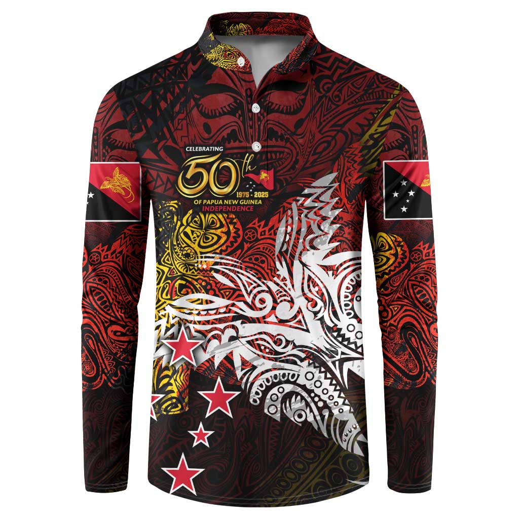 PNG 1975 - 2025 Button Sweatshirt Papua New Guinea 50th Independence Anniversary DT02 Art - Polynesian Pride