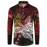 PNG 1975 - 2025 Button Sweatshirt Papua New Guinea 50th Independence Anniversary DT02 Art - Polynesian Pride