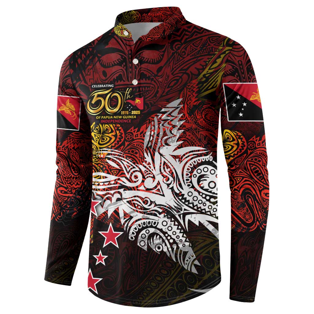 PNG 1975 - 2025 Button Sweatshirt Papua New Guinea 50th Independence Anniversary DT02 - Polynesian Pride