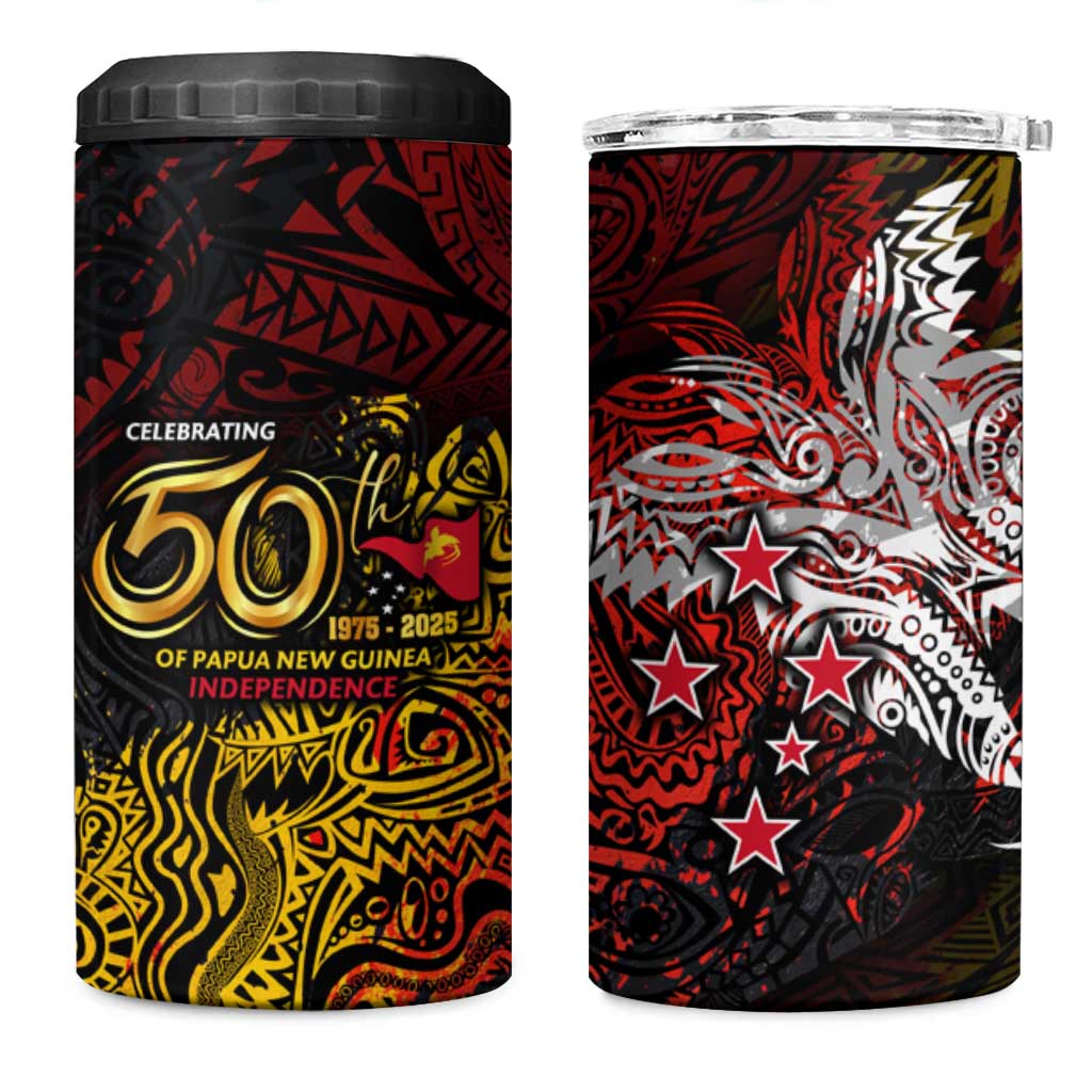 PNG 1975 - 2025 4 in 1 Can Cooler Tumbler Papua New Guinea 50th Independence Anniversary