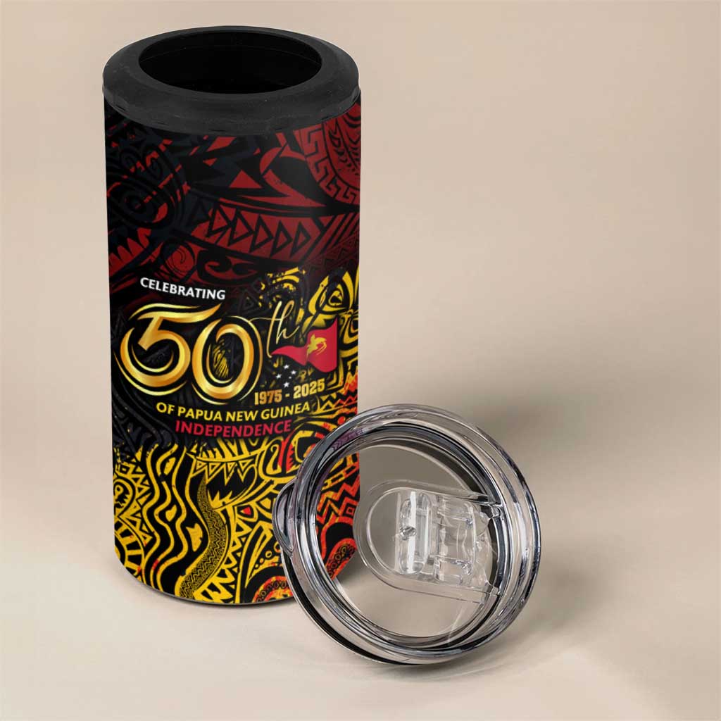 PNG 1975 - 2025 4 in 1 Can Cooler Tumbler Papua New Guinea 50th Independence Anniversary DT02 - Polynesian Pride