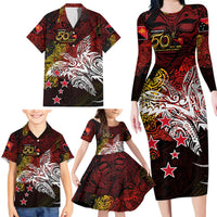 PNG 1975 - 2025 Family Matching Long Sleeve Bodycon Dress and Hawaiian Shirt Papua New Guinea 50th Independence Anniversary DT02 - Polynesian Pride