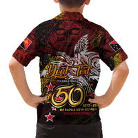 PNG 1975 - 2025 Family Matching Off Shoulder Maxi Dress and Hawaiian Shirt Papua New Guinea 50th Independence Anniversary