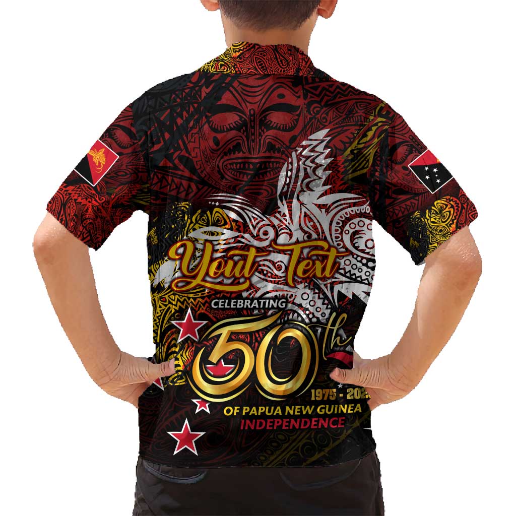PNG 1975 - 2025 Family Matching Off Shoulder Short Dress and Hawaiian Shirt Papua New Guinea 50th Independence Anniversary