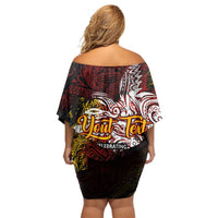 PNG 1975 - 2025 Family Matching Off Shoulder Short Dress and Hawaiian Shirt Papua New Guinea 50th Independence Anniversary