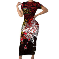 PNG 1975 - 2025 Family Matching Short Sleeve Bodycon Dress and Hawaiian Shirt Papua New Guinea 50th Independence Anniversary DT02 Mom's Dress Art - Polynesian Pride