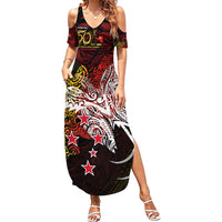 PNG 1975 - 2025 Family Matching Summer Maxi Dress and Hawaiian Shirt Papua New Guinea 50th Independence Anniversary DT02 Mom's Dress Art - Polynesian Pride