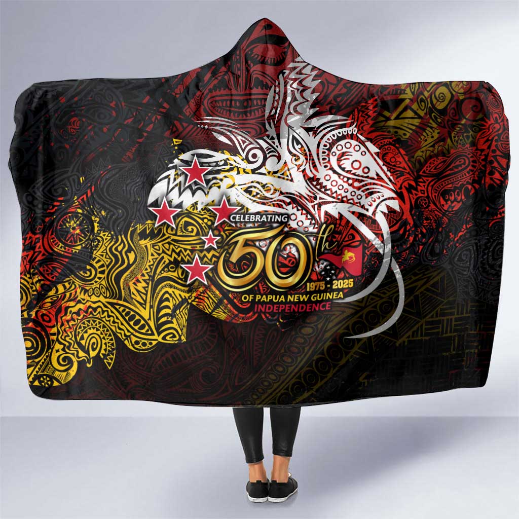 PNG 1975 - 2025 Hooded Blanket Papua New Guinea 50th Independence Anniversary DT02 One Size Art - Polynesian Pride