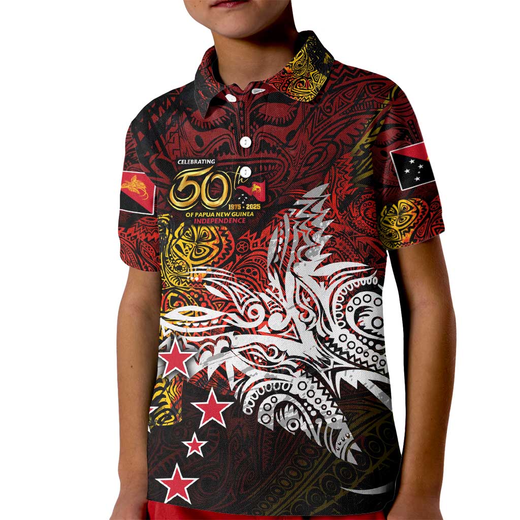 PNG 1975 - 2025 Kid Polo Shirt Papua New Guinea 50th Independence Anniversary DT02 Kid Art - Polynesian Pride