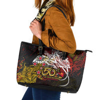 PNG 1975 - 2025 Leather Tote Bag Papua New Guinea 50th Independence Anniversary DT02 Art - Polynesian Pride
