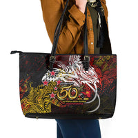 PNG 1975 - 2025 Leather Tote Bag Papua New Guinea 50th Independence Anniversary DT02 - Polynesian Pride