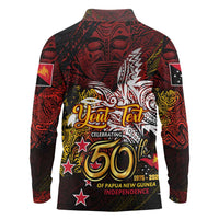 PNG 1975 - 2025 Long Sleeve Polo Shirt Papua New Guinea 50th Independence Anniversary