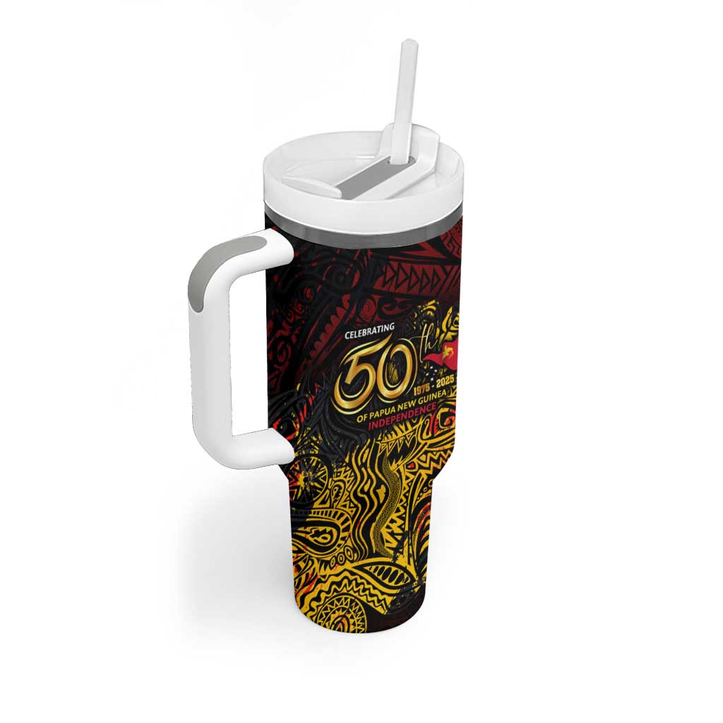 PNG 1975 - 2025 Tumbler With Handle Papua New Guinea 50th Independence Anniversary DT02 - Polynesian Pride