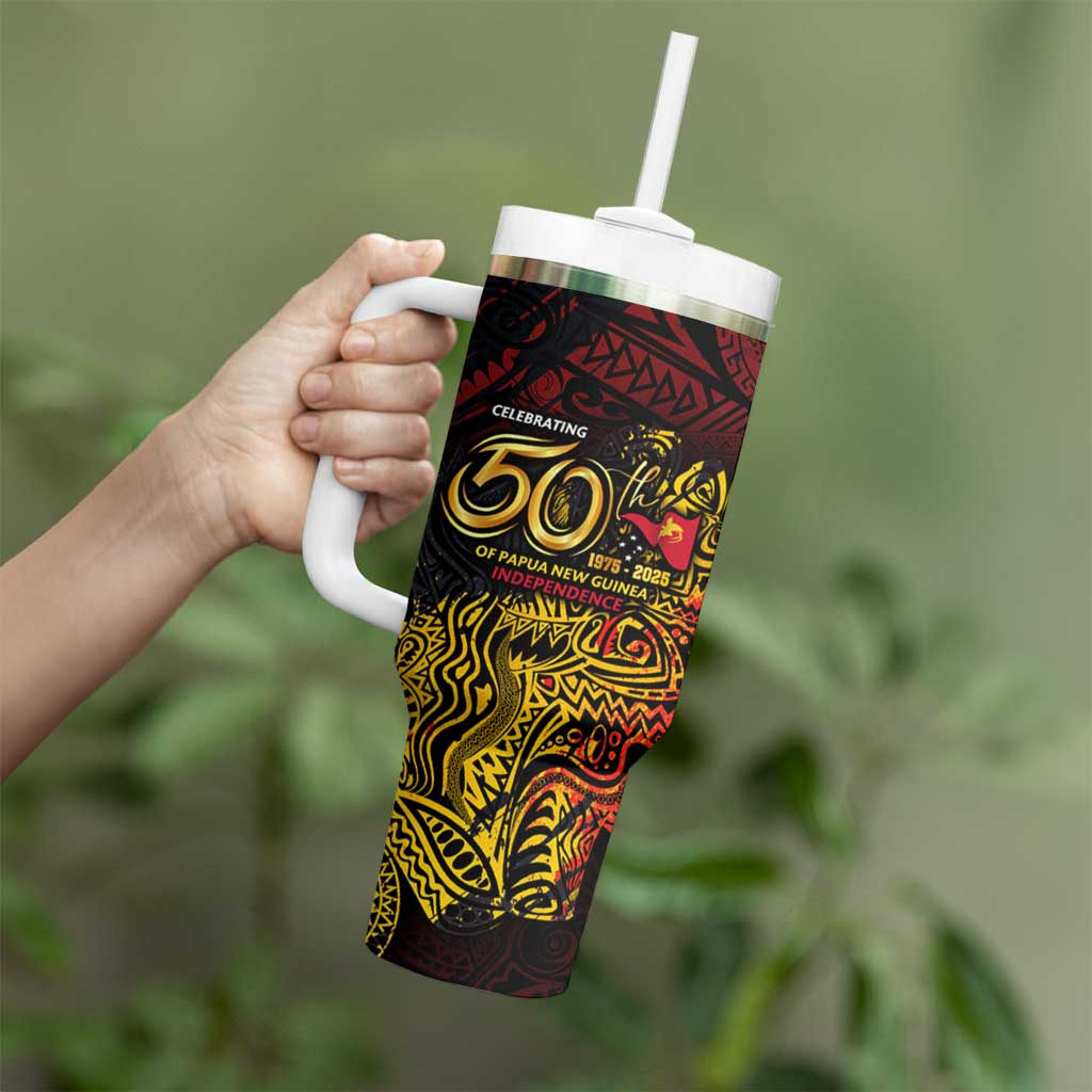 PNG 1975 - 2025 Tumbler With Handle Papua New Guinea 50th Independence Anniversary DT02 - Polynesian Pride