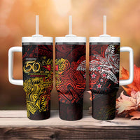 PNG 1975 - 2025 Tumbler With Handle Papua New Guinea 50th Independence Anniversary DT02 - Polynesian Pride