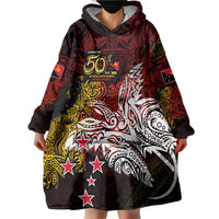 PNG 1975 - 2025 Wearable Blanket Hoodie Papua New Guinea 50th Independence Anniversary DT02 - Polynesian Pride