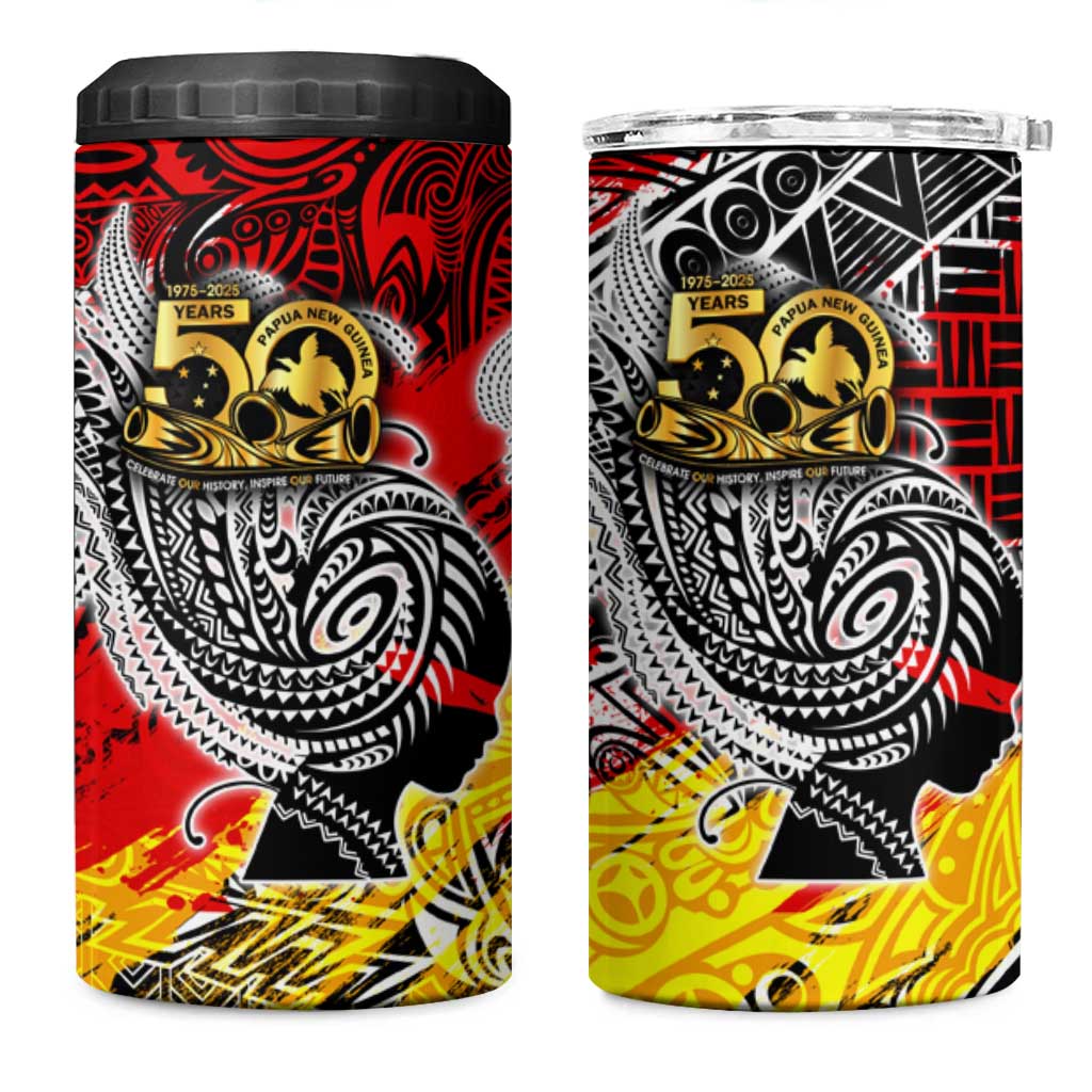 Papua New Guinea 50th Independence Day 4 in 1 Can Cooler Tumbler Celebrate Our History, Inspire Our Future DT02 One Size: 16 oz Art - Polynesian Pride