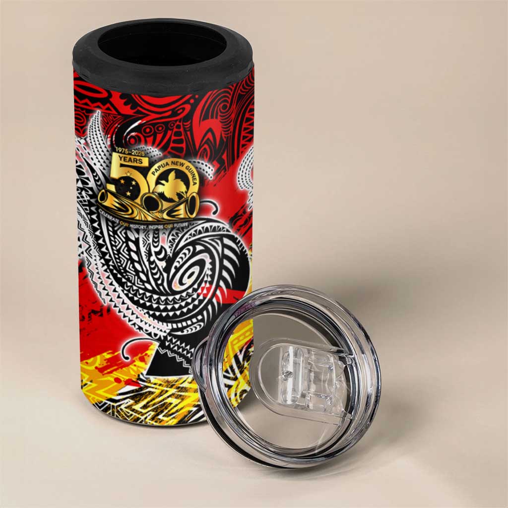 Papua New Guinea 50th Independence Day 4 in 1 Can Cooler Tumbler Celebrate Our History, Inspire Our Future DT02 - Polynesian Pride