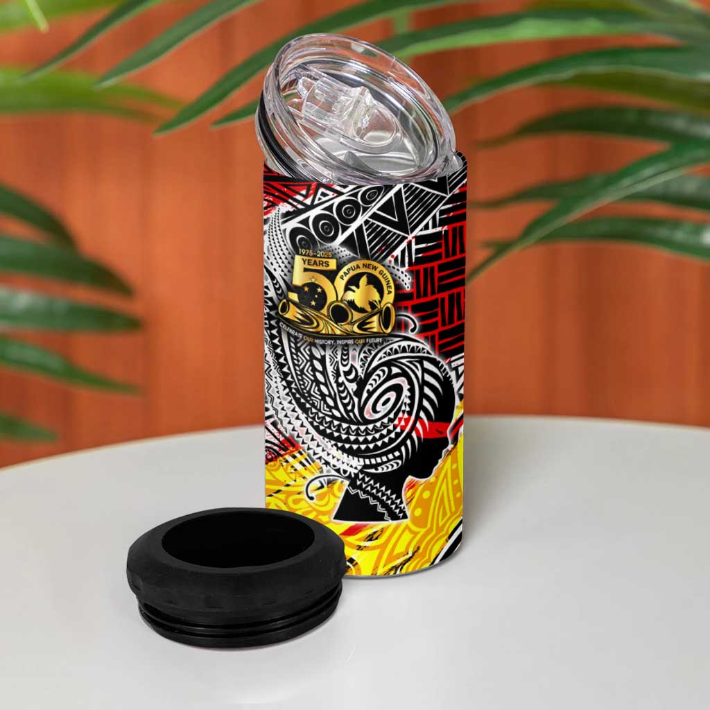 Papua New Guinea 50th Independence Day 4 in 1 Can Cooler Tumbler Celebrate Our History, Inspire Our Future DT02 - Polynesian Pride