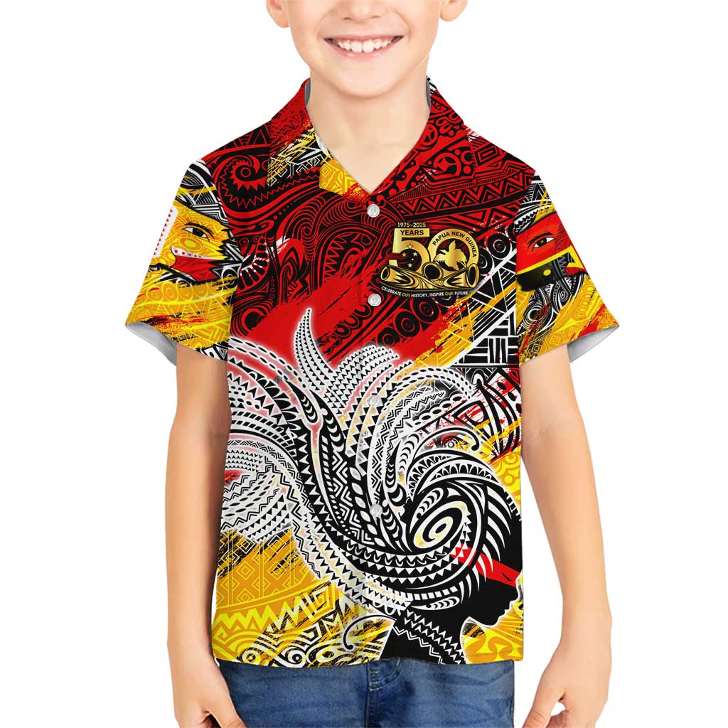 Papua New Guinea 50th Independence Day Family Matching Long Sleeve Bodycon Dress and Hawaiian Shirt Celebrate Our History, Inspire Our Future DT02 Son's Shirt Art - Polynesian Pride