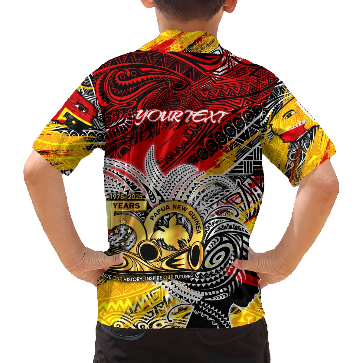 Papua New Guinea 50th Independence Day Family Matching Off The Shoulder Long Sleeve Dress and Hawaiian Shirt Celebrate Our History, Inspire Our Future