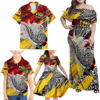 Papua New Guinea 50th Independence Day Family Matching Off Shoulder Maxi Dress and Hawaiian Shirt Celebrate Our History, Inspire Our Future