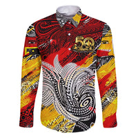 Papua New Guinea 50th Independence Day Family Matching Puletasi and Hawaiian Shirt Celebrate Our History, Inspire Our Future DT02 Dad's Shirt - Long Sleeve Art - Polynesian Pride