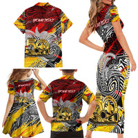 Papua New Guinea 50th Independence Day Family Matching Short Sleeve Bodycon Dress and Hawaiian Shirt Celebrate Our History, Inspire Our Future DT02 - Polynesian Pride