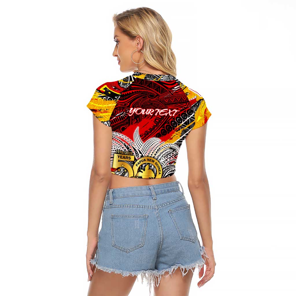 Papua New Guinea 50th Independence Day Raglan Cropped T Shirt Celebrate Our History, Inspire Our Future DT02 - Polynesian Pride