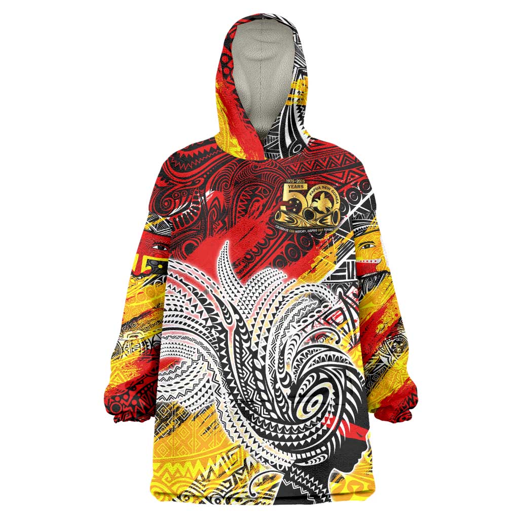 Papua New Guinea 50th Independence Day Wearable Blanket Hoodie Celebrate Our History, Inspire Our Future DT02 One Size Art - Polynesian Pride