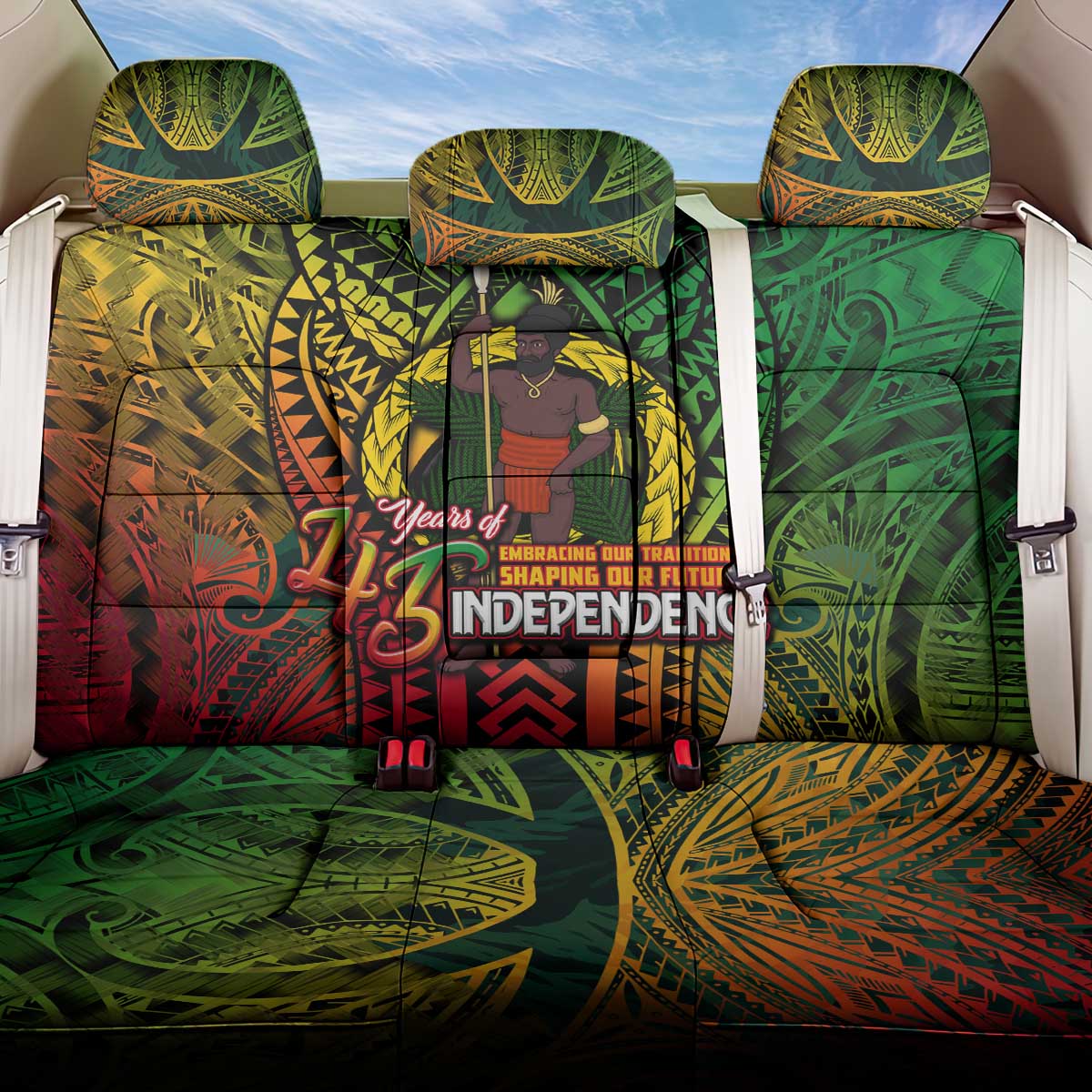 Vanuatu 45th Independence Anniversary Back Car Seat Cover Embracing Our Traditions Shaping Our Future