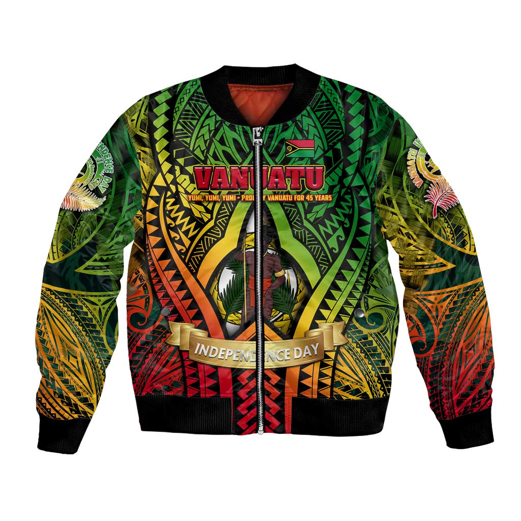 Vanuatu 45th Independence Anniversary Bomber Jacket Embracing Our Traditions Shaping Our Future
