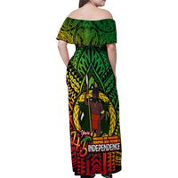 Vanuatu 45th Independence Anniversary Family Matching Off Shoulder Maxi Dress and Hawaiian Shirt Embracing Our Traditions Shaping Our Future