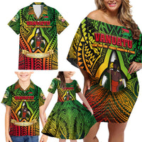 Vanuatu 45th Independence Anniversary Family Matching Off Shoulder Short Dress and Hawaiian Shirt Embracing Our Traditions Shaping Our Future