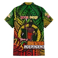 Vanuatu 45th Independence Anniversary Family Matching Off Shoulder Short Dress and Hawaiian Shirt Embracing Our Traditions Shaping Our Future