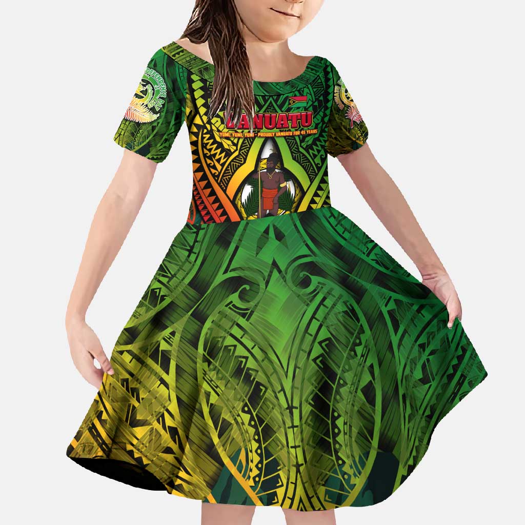 Vanuatu 45th Independence Anniversary Family Matching Short Sleeve Bodycon Dress and Hawaiian Shirt Embracing Our Traditions Shaping Our Future