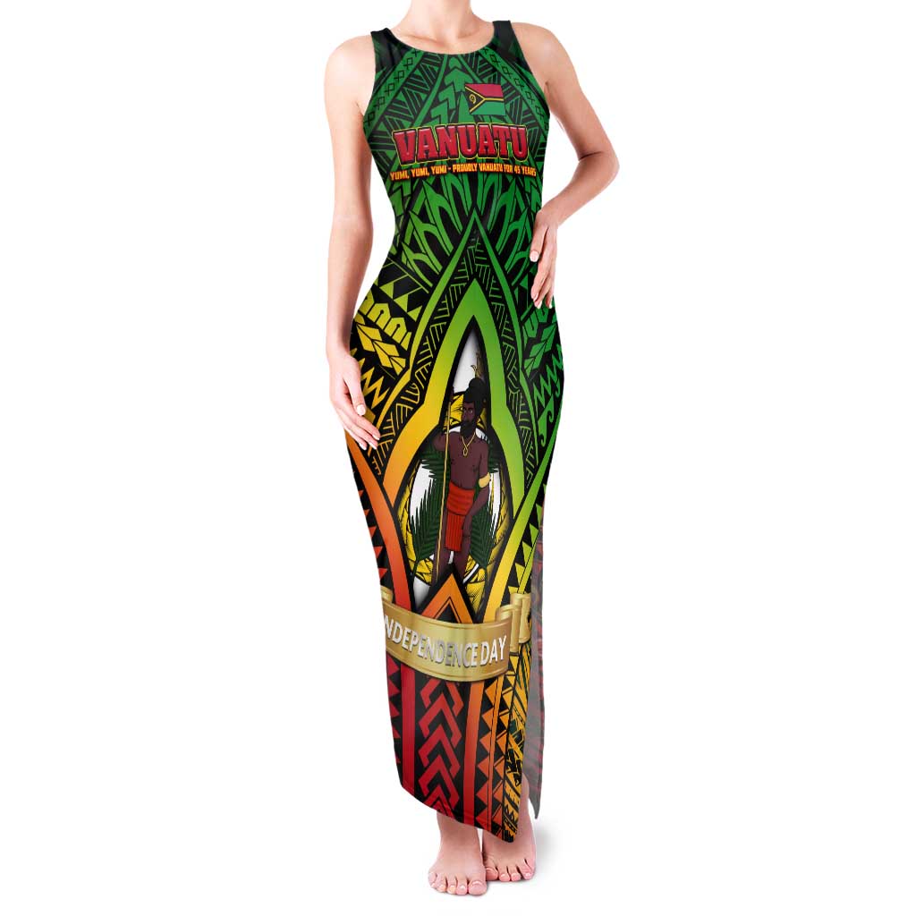 Vanuatu 45th Independence Anniversary Family Matching Tank Maxi Dress and Hawaiian Shirt Embracing Our Traditions Shaping Our Future