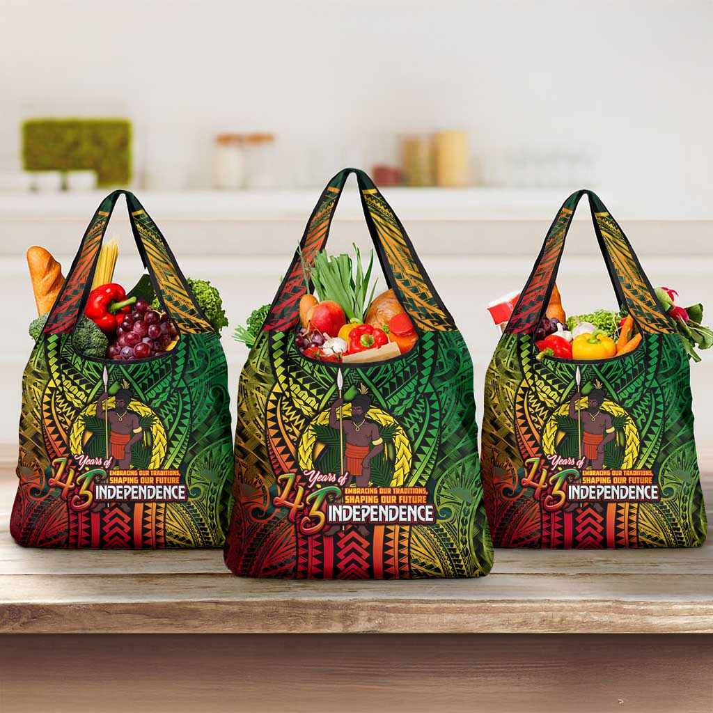 Vanuatu 45th Independence Anniversary Grocery Bag Embracing Our Traditions Shaping Our Future DT02 3-pack One Size Art - Polynesian Pride