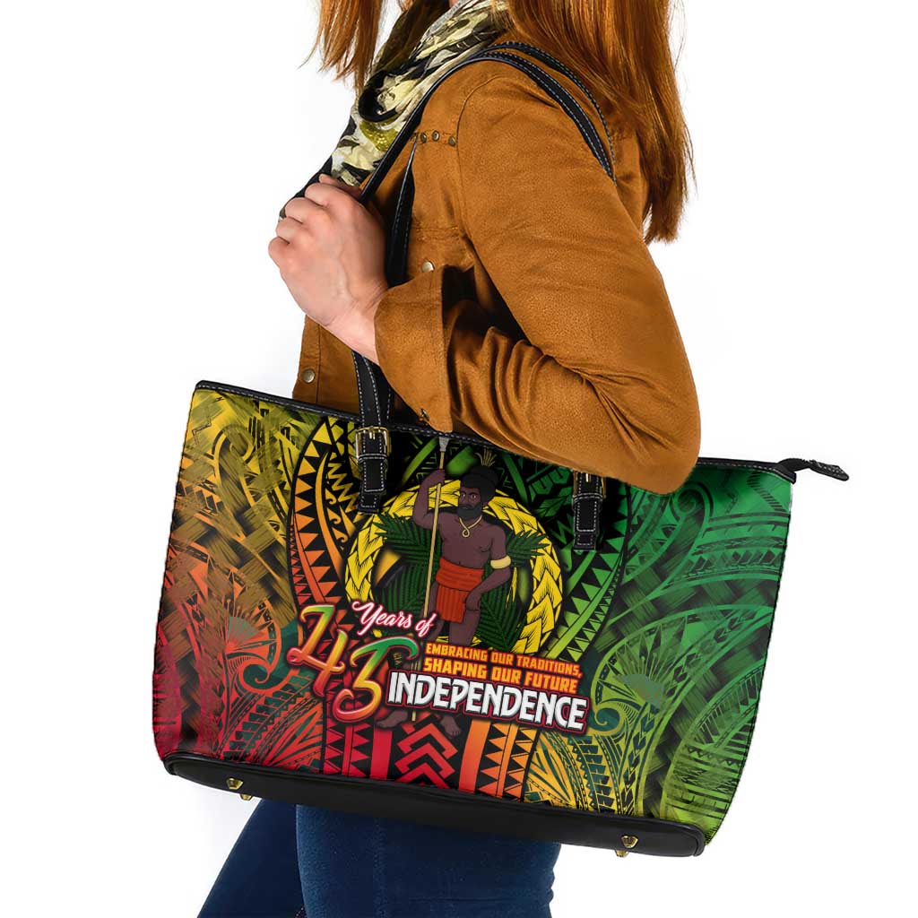 Vanuatu 45th Independence Anniversary Leather Tote Bag Embracing Our Traditions Shaping Our Future